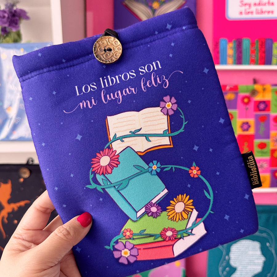 FUNDA LOS LIBROS SON MI LUGAR FELIZ - PEQUEÑA