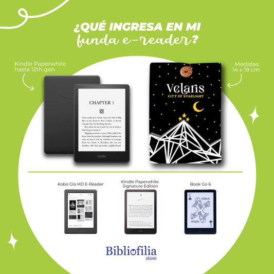 FUNDA BIBLIOPHILE - TAMAÑO E-READER